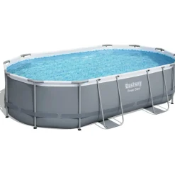 BESTWAY Power Steel Frame Pool oval Set 488 x 305 x 107 cm inkl. Filterpumpe (5-tlg.)