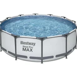 BESTWAY Steel Pro Max Frame Pool Set 366 x 100 cm lichtgrau inkl. Filterpumpe