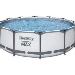 BESTWAY Steel Pro Max Frame Pool  Set 366 x 100 cm lichtgrau inkl. Filterpumpe