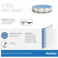 BESTWAY Steel Pro Max Frame Pool Set 366 x 76 cm lichtgrau inkl. Filterpumpe