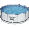 BESTWAY Steel Pro Max Frame Pool Set 366 x 122 cm lichtgrau inkl. Filterpumpe
