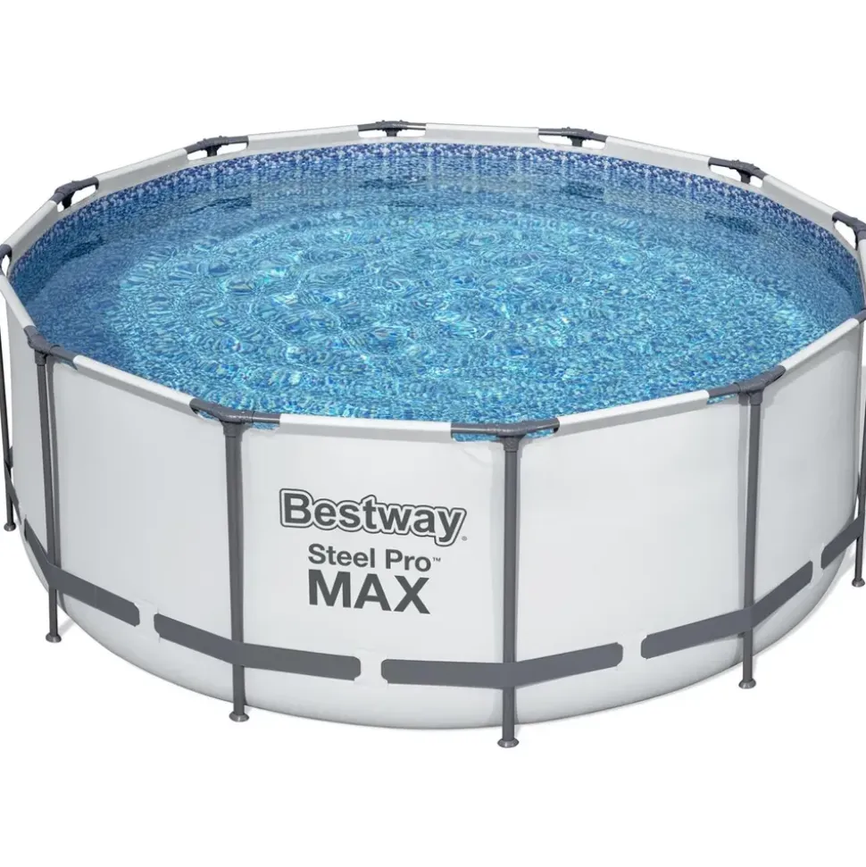BESTWAY Steel Pro Max Frame Pool Set 366 x 122 cm lichtgrau inkl. Filterpumpe