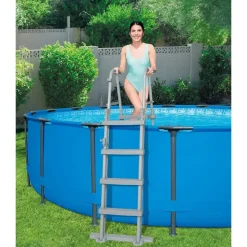 BESTWAY Steel Pro Max Frame Pool Set 366 x 122 cm lichtgrau inkl. Filterpumpe