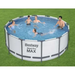 BESTWAY Steel Pro Max Frame Pool Set 366 x 122 cm lichtgrau inkl. Filterpumpe