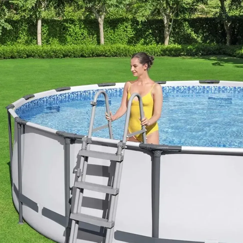 BESTWAY Steel Pro Max Frame Pool Set 366 x 122 cm lichtgrau inkl. Filterpumpe