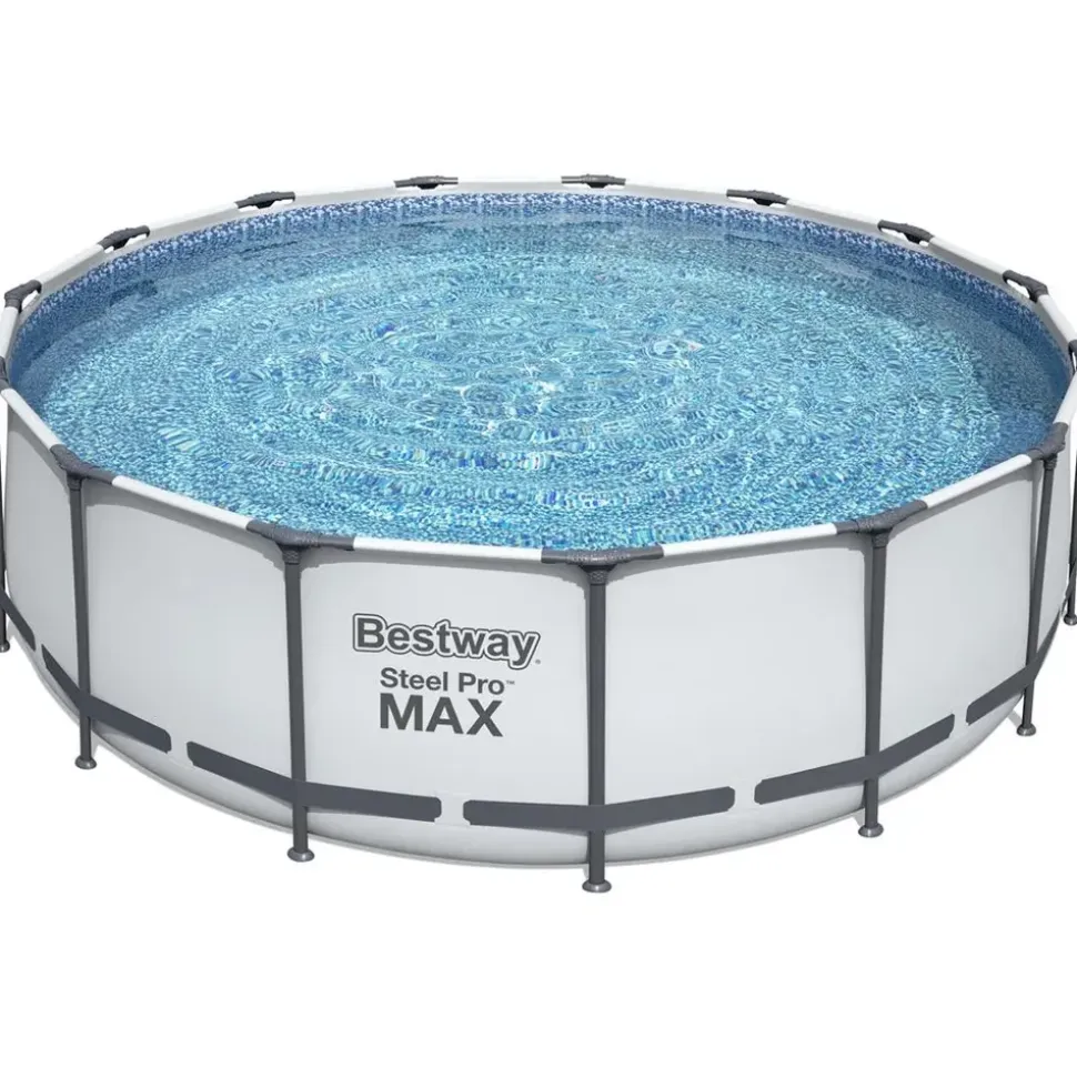 BESTWAY Steel Pro Max Frame Pool Set 457 x 122 cm lichtgrau inkl. Filterpumpe