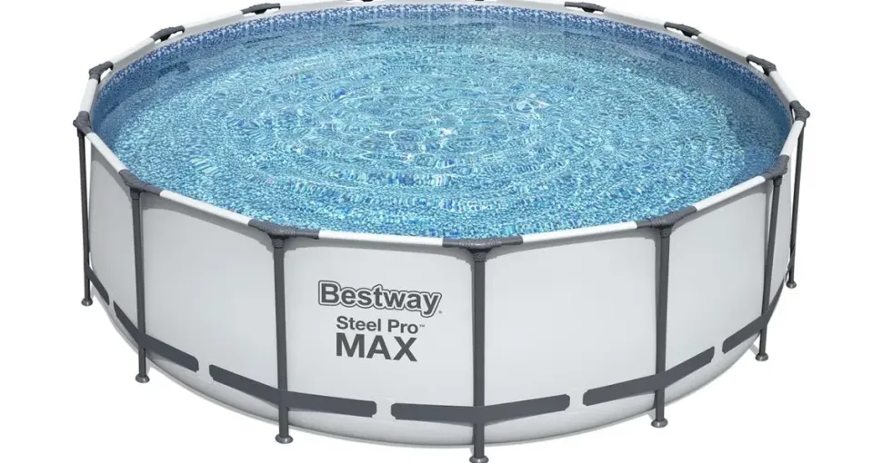 BESTWAY Steel Pro Max Frame Pool Set 457 x 122 cm lichtgrau inkl. Filterpumpe