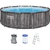 BESTWAY Steel Pro Max Frame Pool Set 366 x 100 cm holzoptik inkl. Filterpumpe