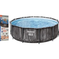 BESTWAY Steel Pro Max Frame Pool Set 366 x 100 cm holzoptik inkl. Filterpumpe