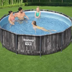 BESTWAY Steel Pro Max Frame Pool Set 366 x 100 cm holzoptik inkl. Filterpumpe