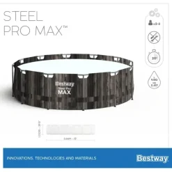 BESTWAY Steel Pro Max Frame Pool Set 366 x 100 cm holzoptik inkl. Filterpumpe