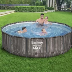 BESTWAY Steel Pro Max Frame Pool Set 366 x 100 cm holzoptik inkl. Filterpumpe