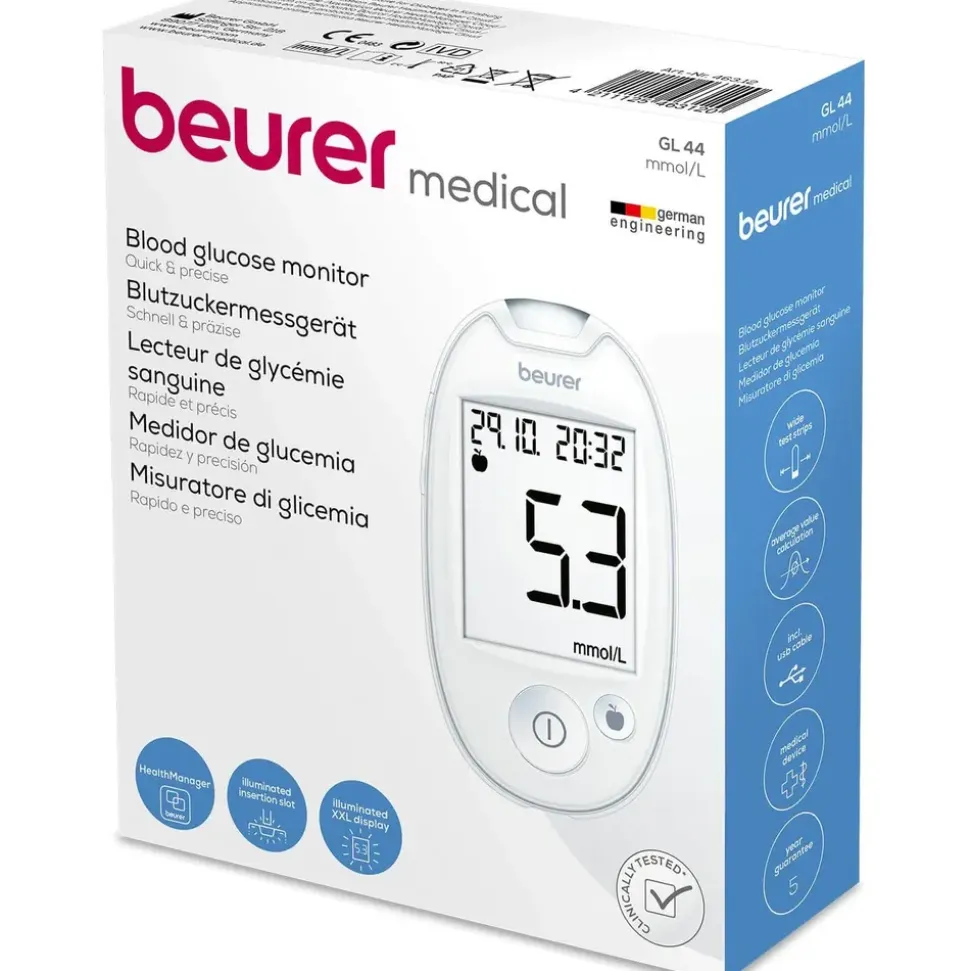 Beurer GL 44 Blutzuckermessgerät weiss mmol/l 1 st
