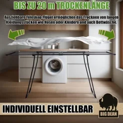 BigDean Wäscheständer 200 ausziehbar
