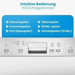 Bomann GSPE 7422 TI Einbau-Geschirrspüler (teilintegrierbar, 448 mm breit, Edelstahl)