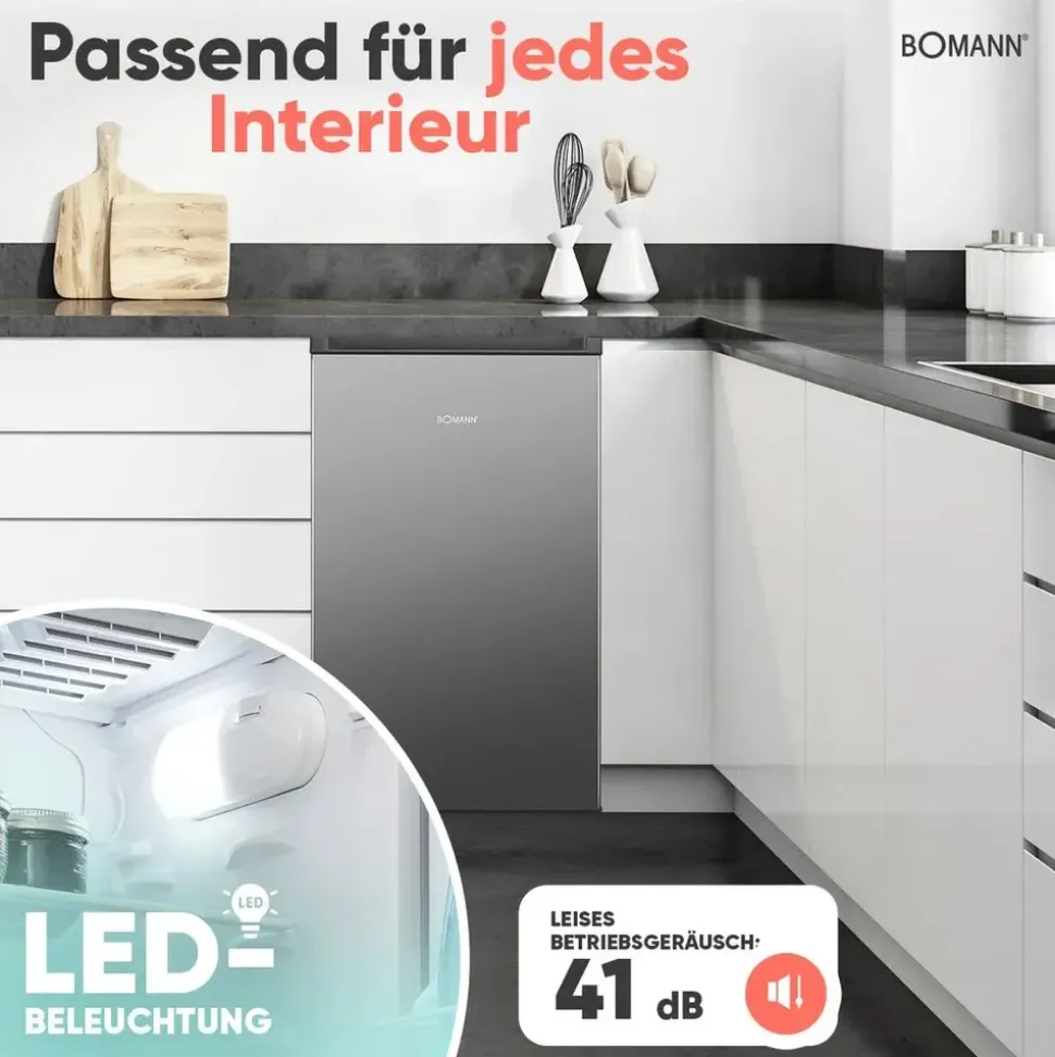 Bomann KS 7257 Kühlschrank (83 l, 850 mm hoch, Graphit)