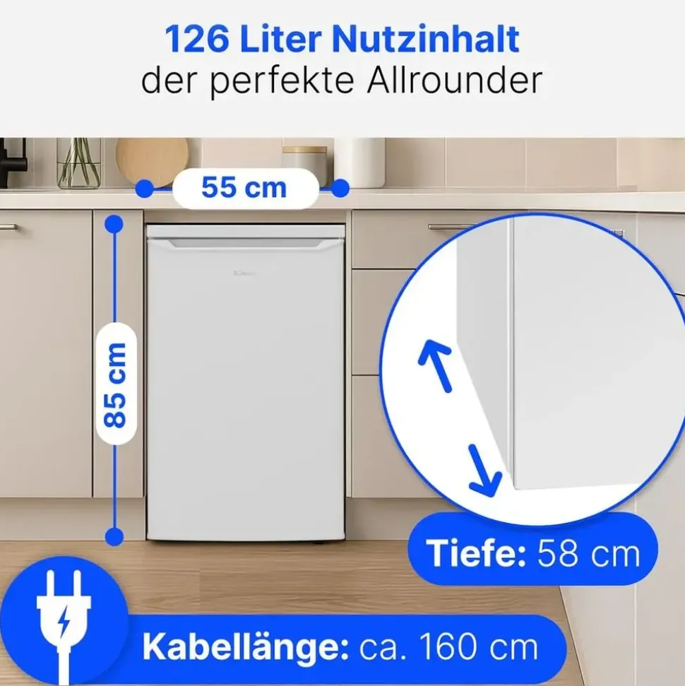 Bomann Vollraumkühlschrank VS 7258 (126 l, 850 mm hoch, Weiß)
