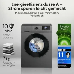 Bomann WA 7175.1 Waschmaschine (7 kg, 1400 U/min) Titan