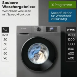 Bomann WA 7175.1 Waschmaschine (7 kg, 1400 U/min) Titan