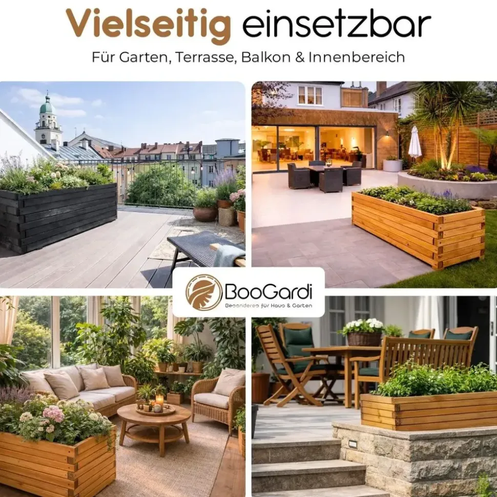 BooGardi Pflanzkasten 140 x 42 x 38 cm Braun