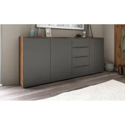 borchardt Möbel Highboard 200 x 93 x 35 cm grau