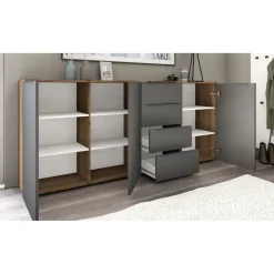 borchardt Möbel Highboard 200 x 93 x 35 cm grau