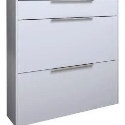 borchardt Möbel Oliva 89 x 88 x 24 cm hängend mit 2 Doppeltrommeln und 1 Schubkasten weiß matt / weiß