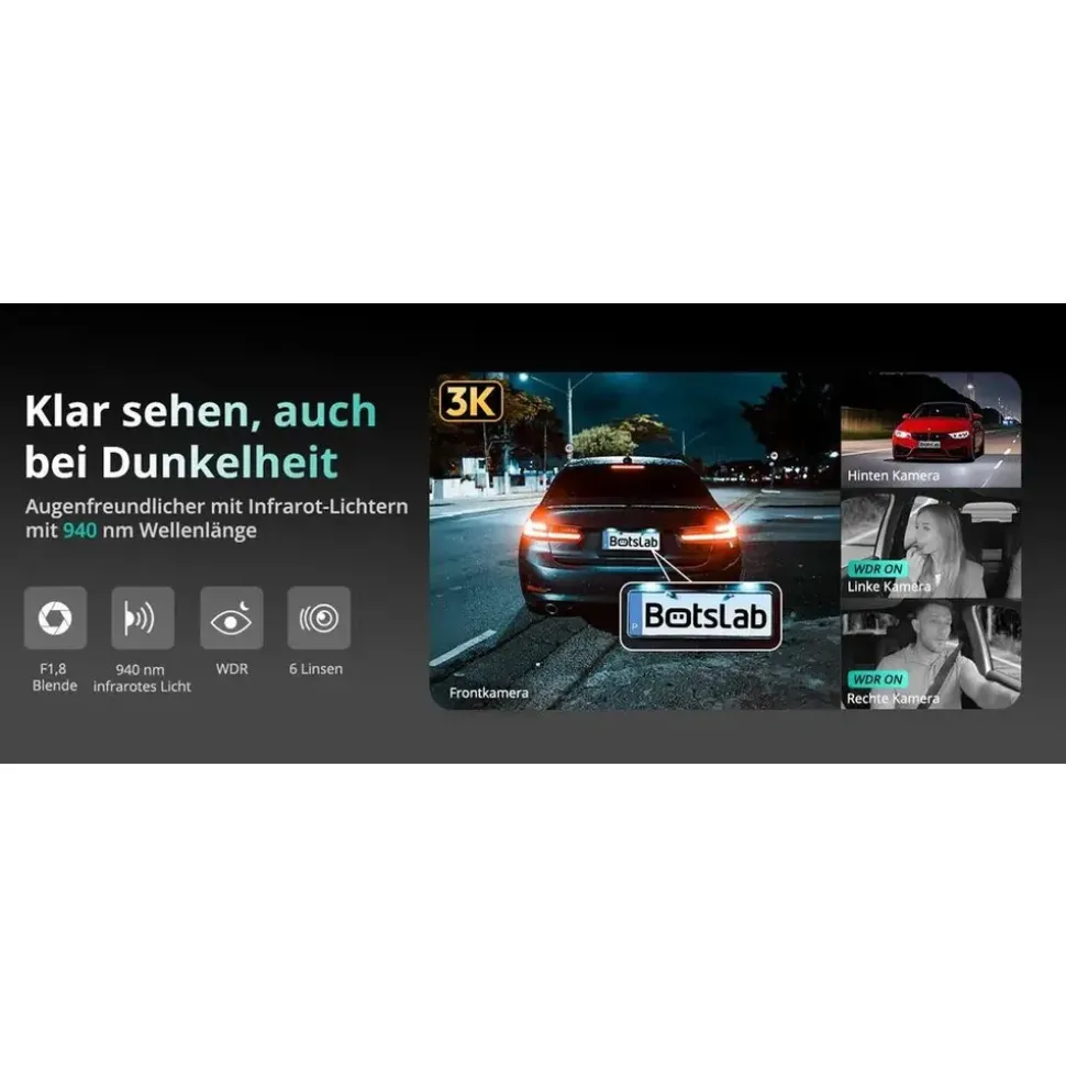 BOTSLAB 4 Kanal Dashcam 3K+3 * 1080P