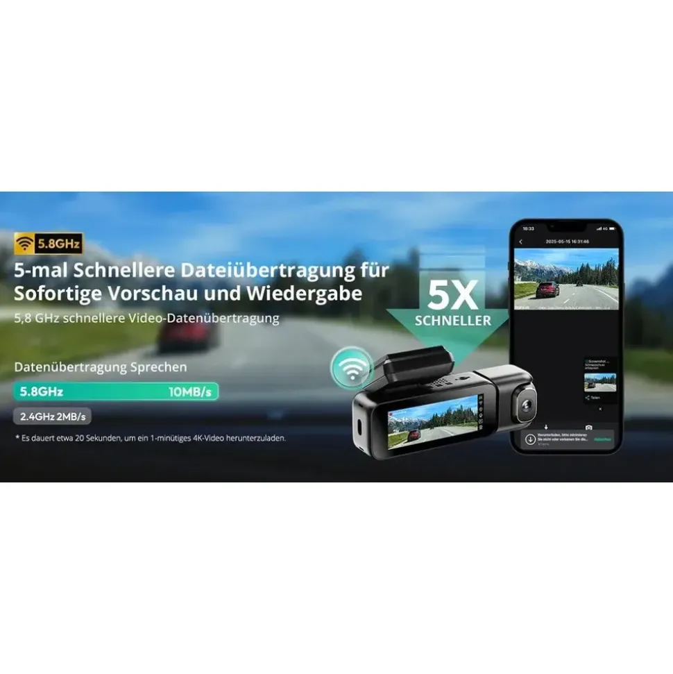 BOTSLAB 4K 3-Kanal Dashcam Auto Vorne Hinten