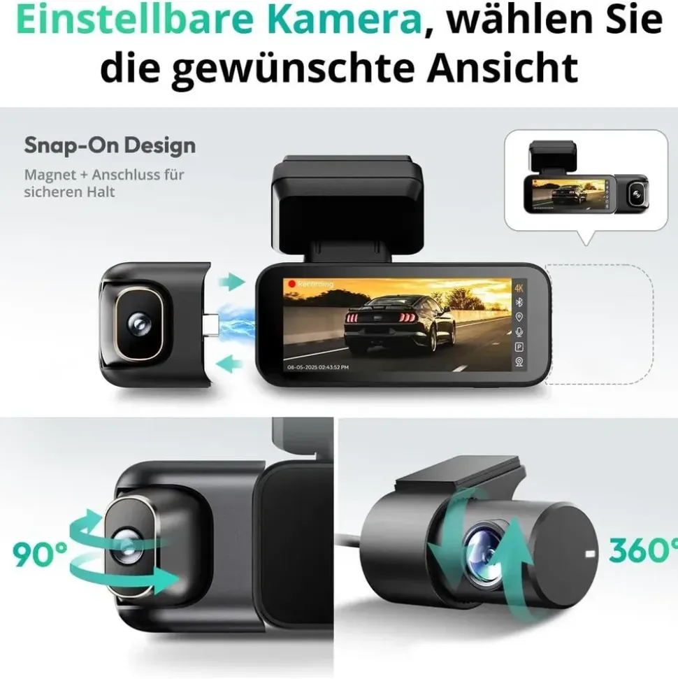 BOTSLAB 4K 3-Kanal Dashcam Auto Vorne Hinten