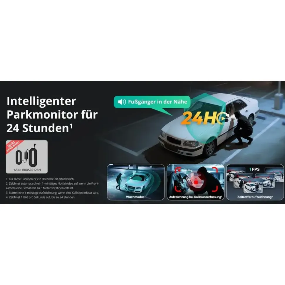 BOTSLAB 4K 3-Kanal Dashcam Auto Vorne Hinten