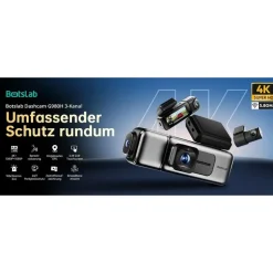BOTSLAB 4K 3-Kanal Dashcam Auto Vorne Hinten
