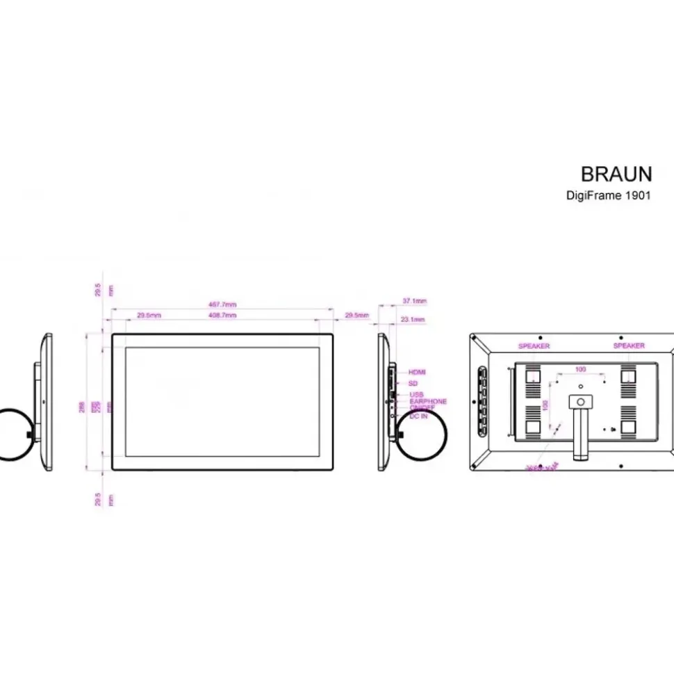 Braun Photo Technik Braun DigiFrame 1901 47cm (18,5 Zoll) Bilderrahmen (8GB Speicher, 1366 x 768 Pixel, 16:9 Seitenverhältnis)