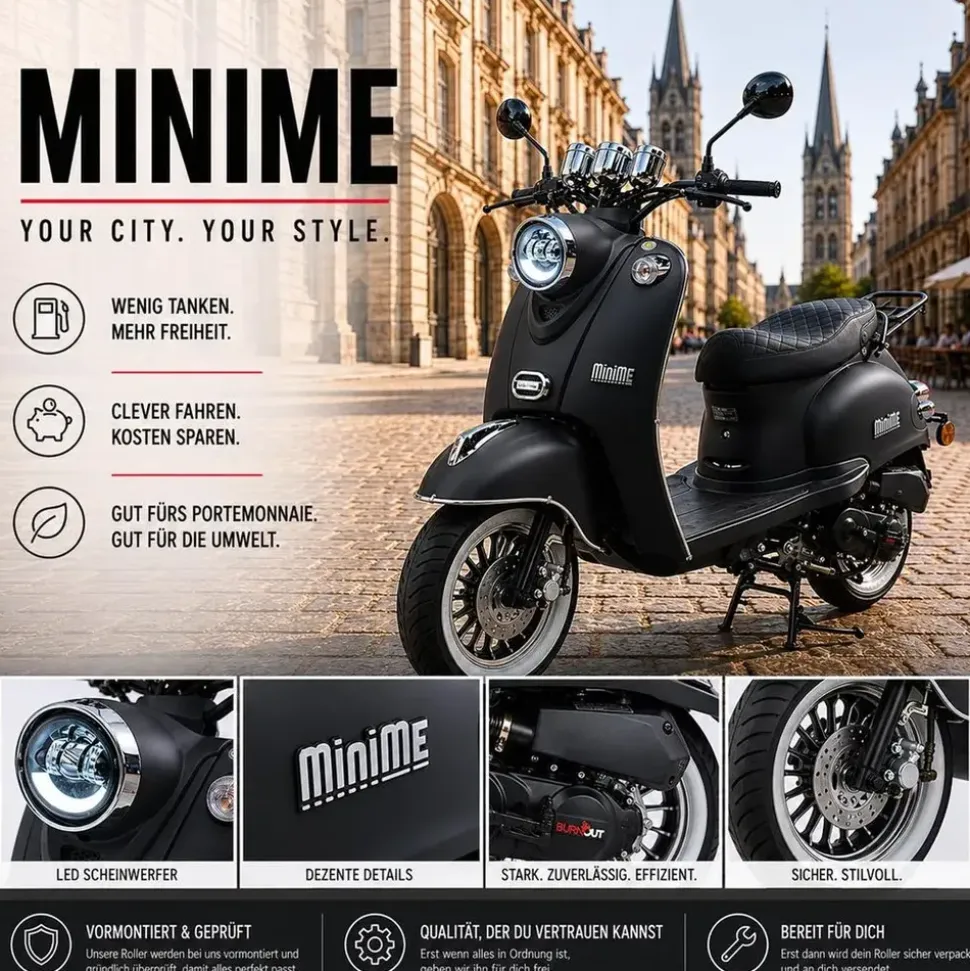 Burnout MiniMe 50 ccm 3,0 PS 25 km/h Mattschwarz