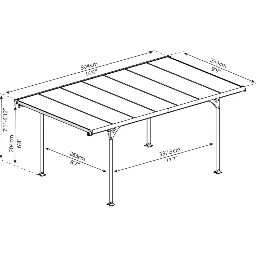 CANOPIA Carport MODENA 5000 5,04 x 3,00 m schwarz inkl. Regenrinne