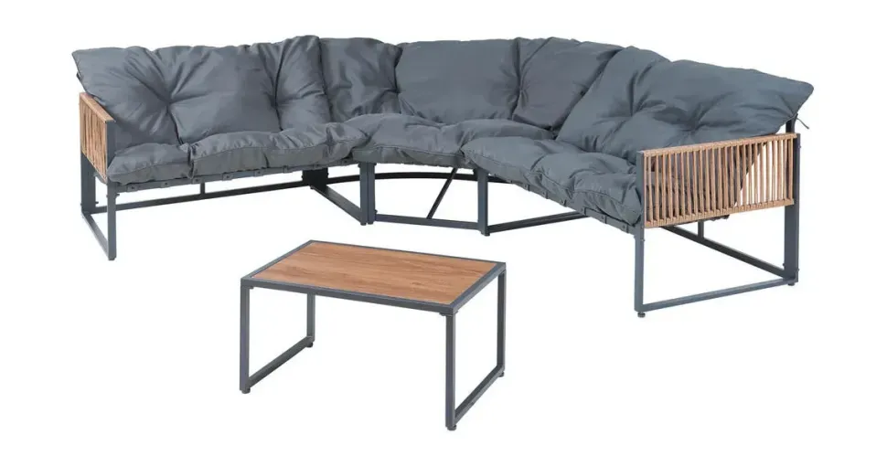 casa.pro Karg Loungeset Dunkelgrau/Rattanoptik