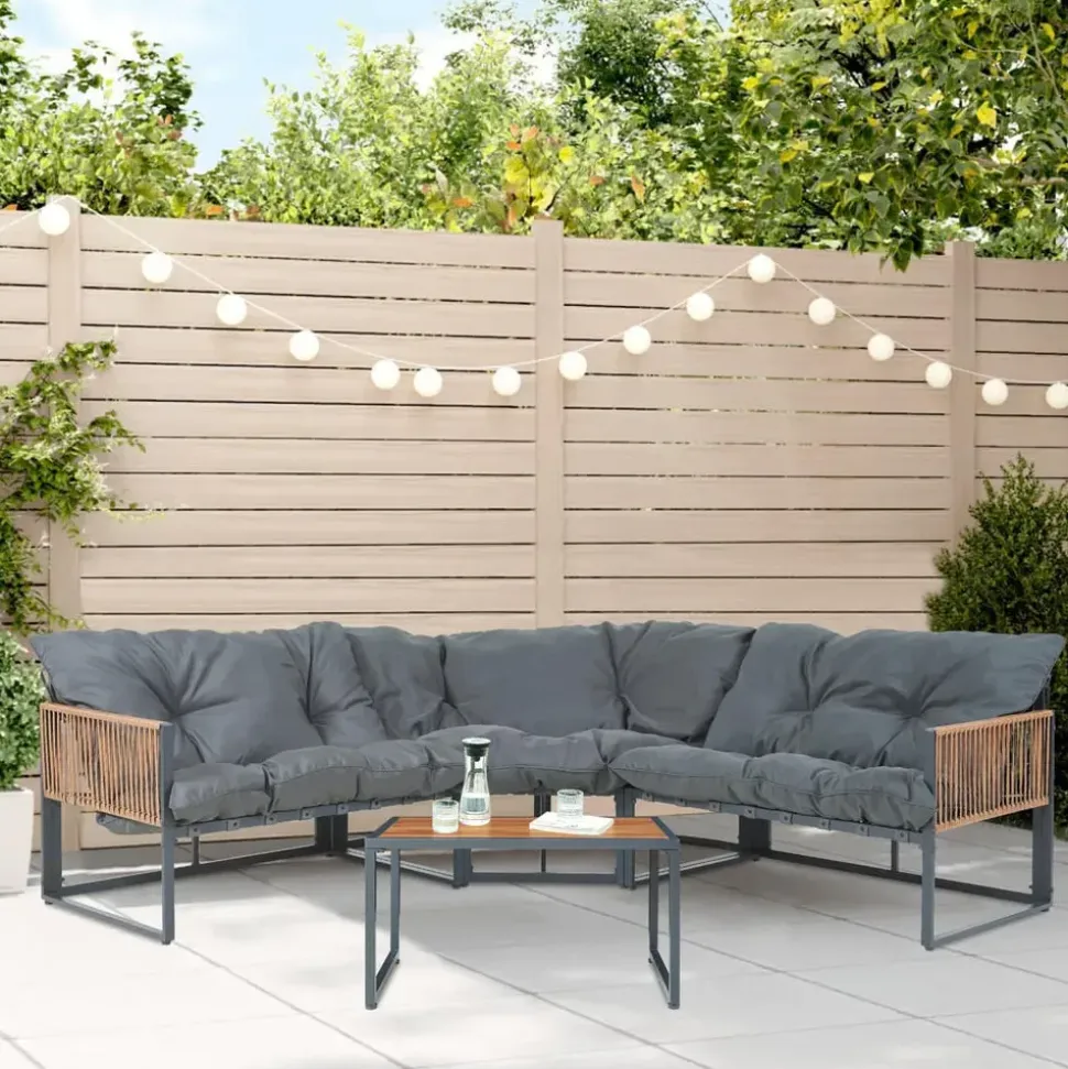 casa.pro Karg Loungeset Dunkelgrau/Rattanoptik