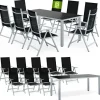 CASARIA Bern Set 9-tlg. Tischplatte Sicherheitsglas schwarz/silber