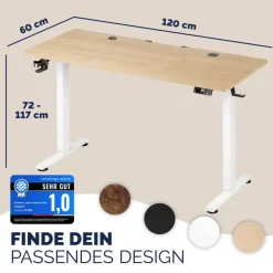 CASARIA Höhenverstellbarer Schreibtisch Beige