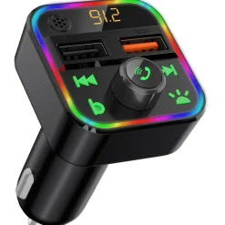 casativo FM Transmitter mit Bluetooth 5 USB-A Ladeports Drahtloser AutoRadio Adapter m. Media Player für den Zigarettenanzünderanschluss