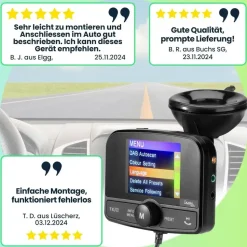 casativo-tech Einfach DAB+ über FM hören - 4in1 Kfz DAB Radio Empfänger mit Bluetooth 5.0, Freisprechanlage & FM Transmitter - Kristallklarer Digital-Sound im
