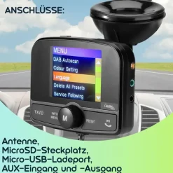 casativo-tech Einfach DAB+ über FM hören - 4in1 Kfz DAB Radio Empfänger mit Bluetooth 5.0, Freisprechanlage & FM Transmitter - Kristallklarer Digital-Sound im