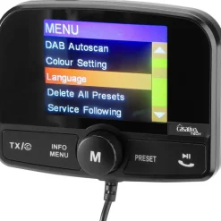 casativo-tech Einfach DAB+ über FM hören - 4in1 Kfz DAB Radio Empfänger mit Bluetooth 5.0, Freisprechanlage & FM Transmitter - Kristallklarer Digital-Sound im