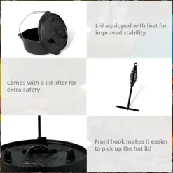 CCLIFE Dutch Oven 9 l Gusseisen