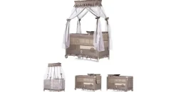 Chipolino Reisebett Palace, Baldachin Moskitonetz zwei Ebenen Wickelauflage beige/braun