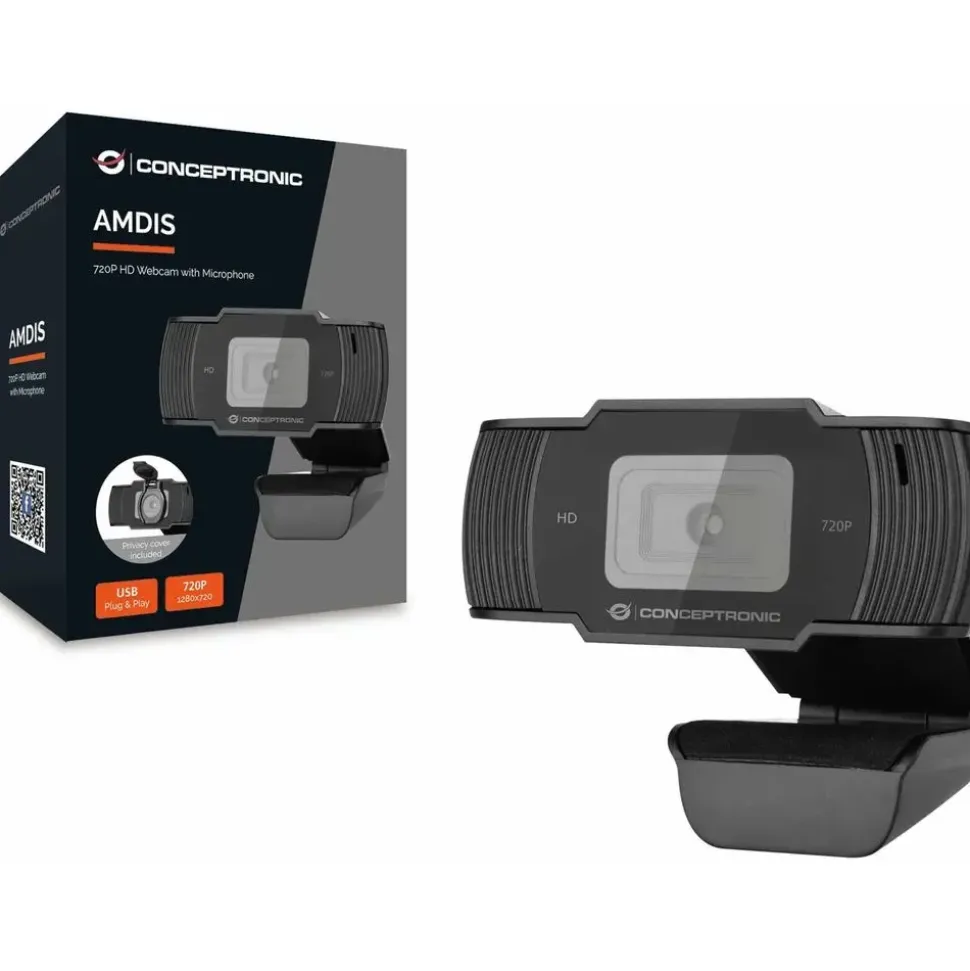 Conceptronic AMDIS 720p HD Webcam Schwarz