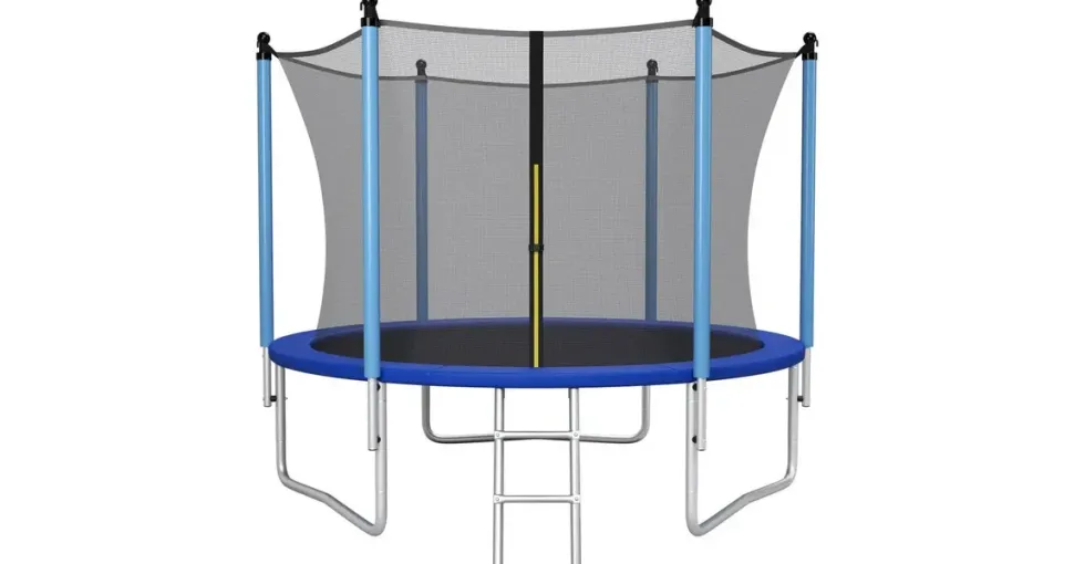 Costway Gartentrampolin 305 cm inkl. Sicherheitsnetz und Leiter blau