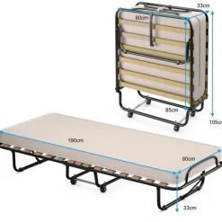 Costway Gästebett klappbar 80 x 190 cm beige