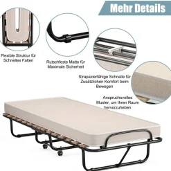 Costway Gästebett klappbar 80 x 190 cm beige