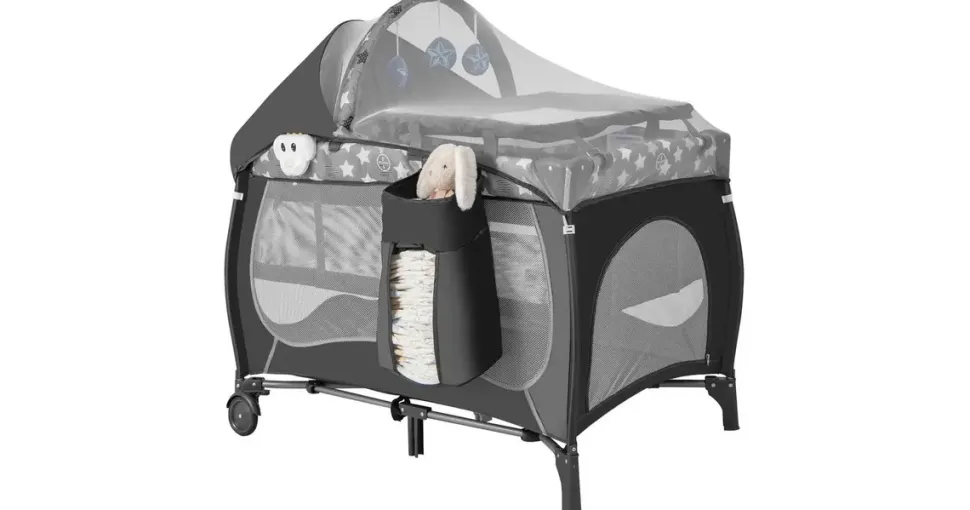 Costway 5-in-1-Reisebett klappbar, Wickeltisch mit abnehmbarem Stubenwagen